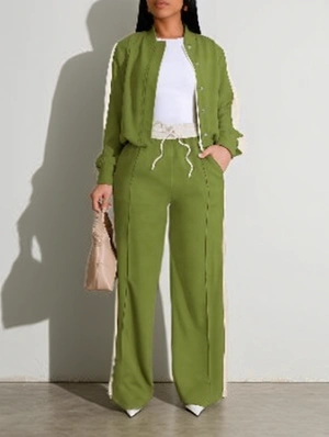 Colorblock Jackets Striped Trim Pant Sets