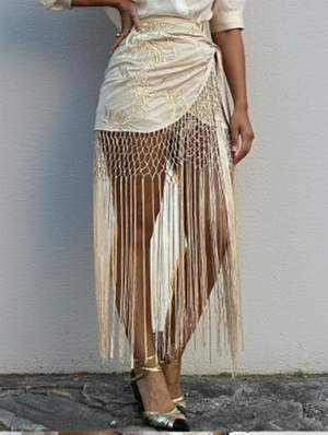 Floral Embroidery Tassel Bandage Skirts