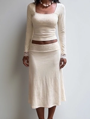 Vintage Lace Two Piece Skirt Set