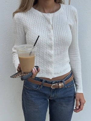 Round Neck Long Sleeve Single Breasted Cardigan Coat