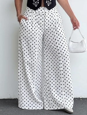 Polka High Waist Pleated Trousers