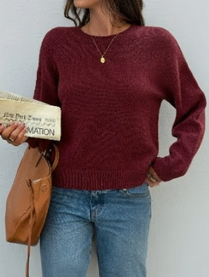 Pullover Pure Color Crewneck Pullover Sweater