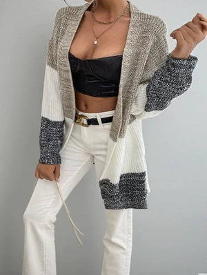 Colorblock Grunge Casual Cardigan Coat