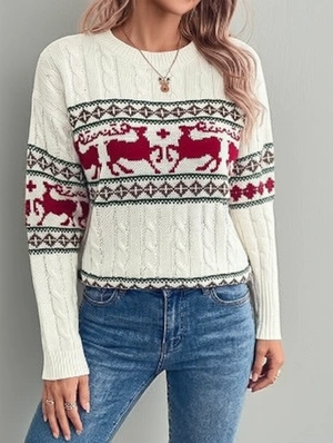 Christmas Round Neck Jacquard Weave Sweater