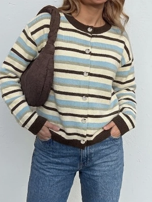 Sweet Colorblock Striped Button Up Cardigan