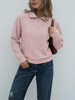 Zip Collar Pullover Sweatshirt