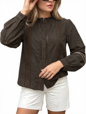 Retro Ruffle Collar Lace Blouse