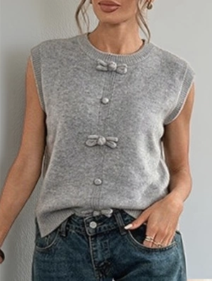Vintage Bow Accent Sweater Vest