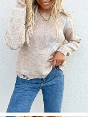 Patch Pullover Long Sleeve Pullover Sweater