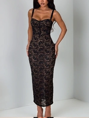 Lace Bustier Straps Bodycon Dress