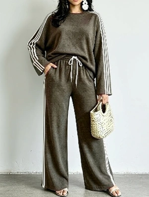 Long Sleeve Sweatshirt Wide Leg Trousers Set