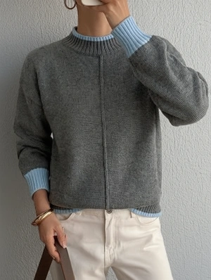 Mock Neck Long Sleeve Pullover Sweater