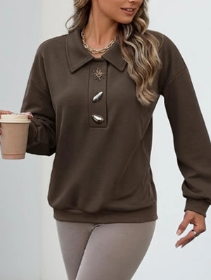 Oversized Long Sleeve Collar Sweatshirt