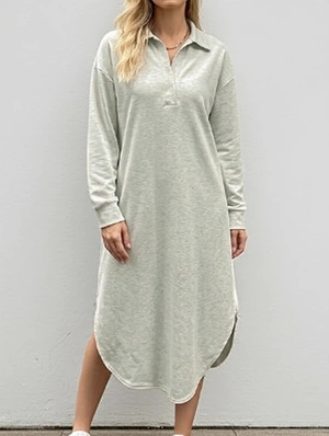 Simple Split Sweatshirt Midi Dress