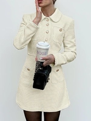 Pullover Solid Color High Rise Long Sleeve Dress