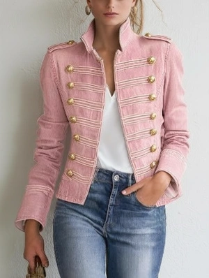 Retro Outerwear Pink Denim Jacket 