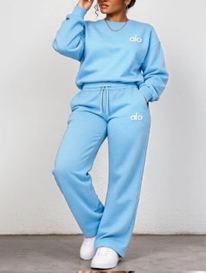 Plain Casual Loose Sweatshirt Pant Sets
