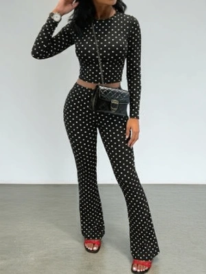 Polka Dot Crop Top Pants Set