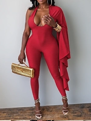 Halter Backless Lace-Up Ribbons Jumpsuits