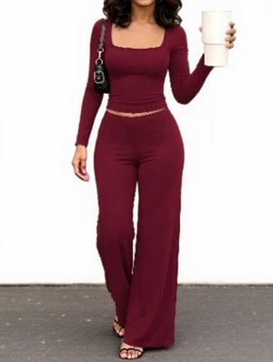Square Neck Wide Leg Pants Set