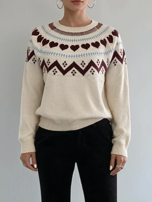 Heart Pullover Long Sleeve Pullover Sweater