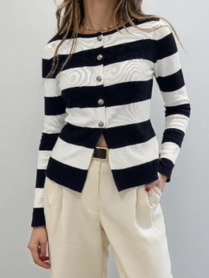 Cardigan Crewneck Long Sleeve Design Tops