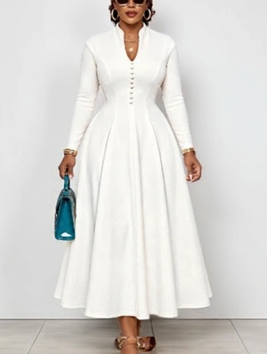 Pullover Solid Color High Rise Long Sleeve Dress