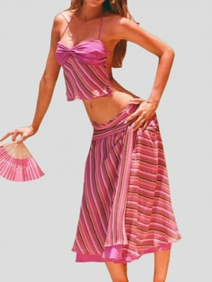 Halter Backless Resort Skirt Set