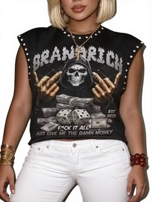 Skull Dollar Printed Loose Studded Tanks