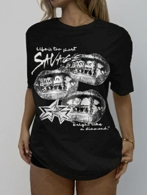 Star Lips Printed Casual Loose T-shirts