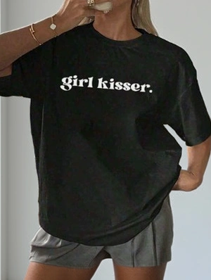 Letter Printed Crewneck Loose T-shirts