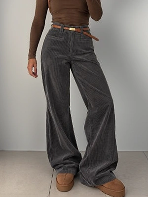 High Waist Corduroy Wide Leg Loose Straight Pants 