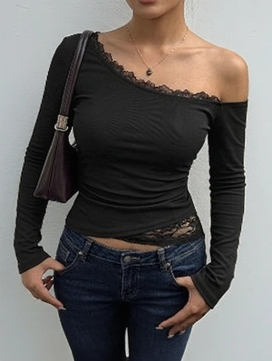Patchwork Solid Color Long Sleeve Design Tops