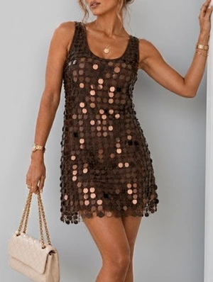 Chic Sleeveless Glitter Fitted Short Dress Party