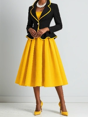 Color Matching Ruffle Lapel Skirt Sets