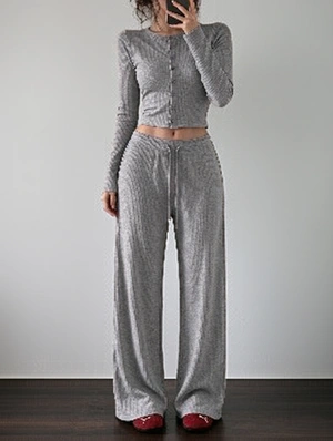 Long Sleeve Top Wide Leg Tie Pants Set