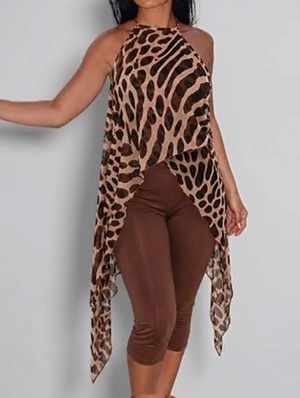 Split Hem Halter Backless Short Sets