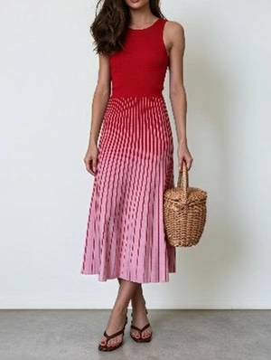 Colorblock Striped A Line Fitted Cami Knit Dress