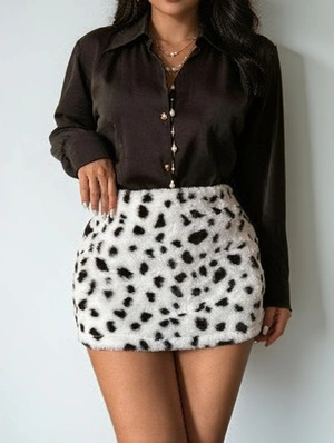 Y2K Leopard Faux Fur Low Rise Mini Skirt