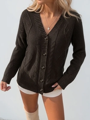 V Neck Long Sleeve Single Breasted Cardigan Coat