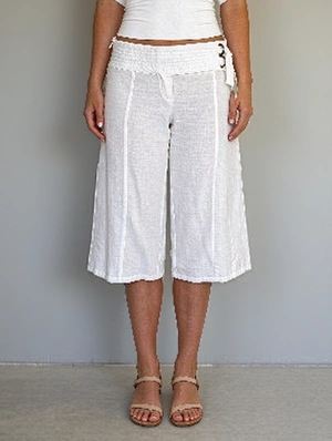 Patchwork Linen Loose Half Pants