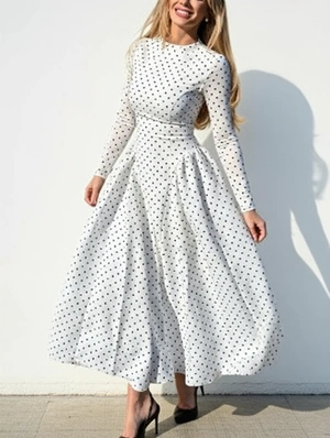 Minimalist Polka Dot High Neck Gown