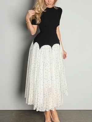 Y2K Retro Polka Dot Long Dress