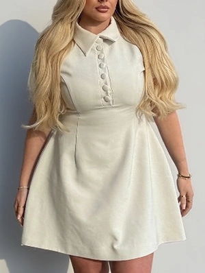 Patchwork Solid Color Polo Short Sleeve Dress
